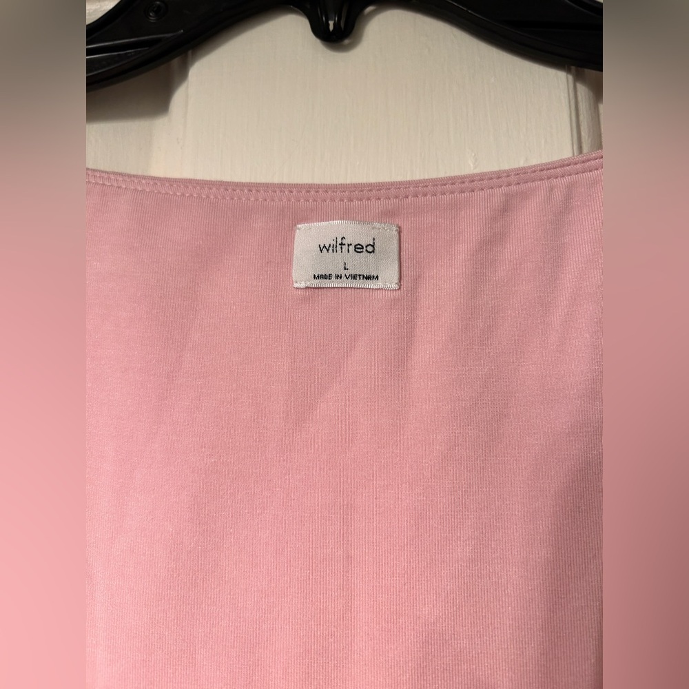 NWT Aritzia Wilfred Lydia Square Neck Ruched Top in Poetic Pink- Size Large - Picture 6 of 15